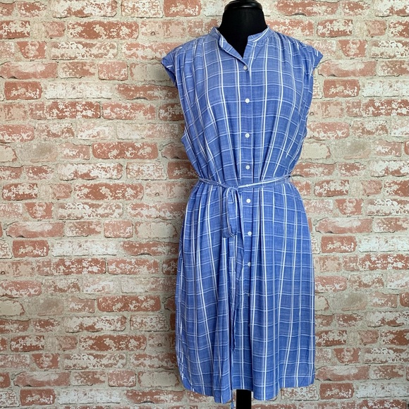 LOFT Dresses & Skirts - Loft Plaid Belted Waist Button Sleeveless Dress